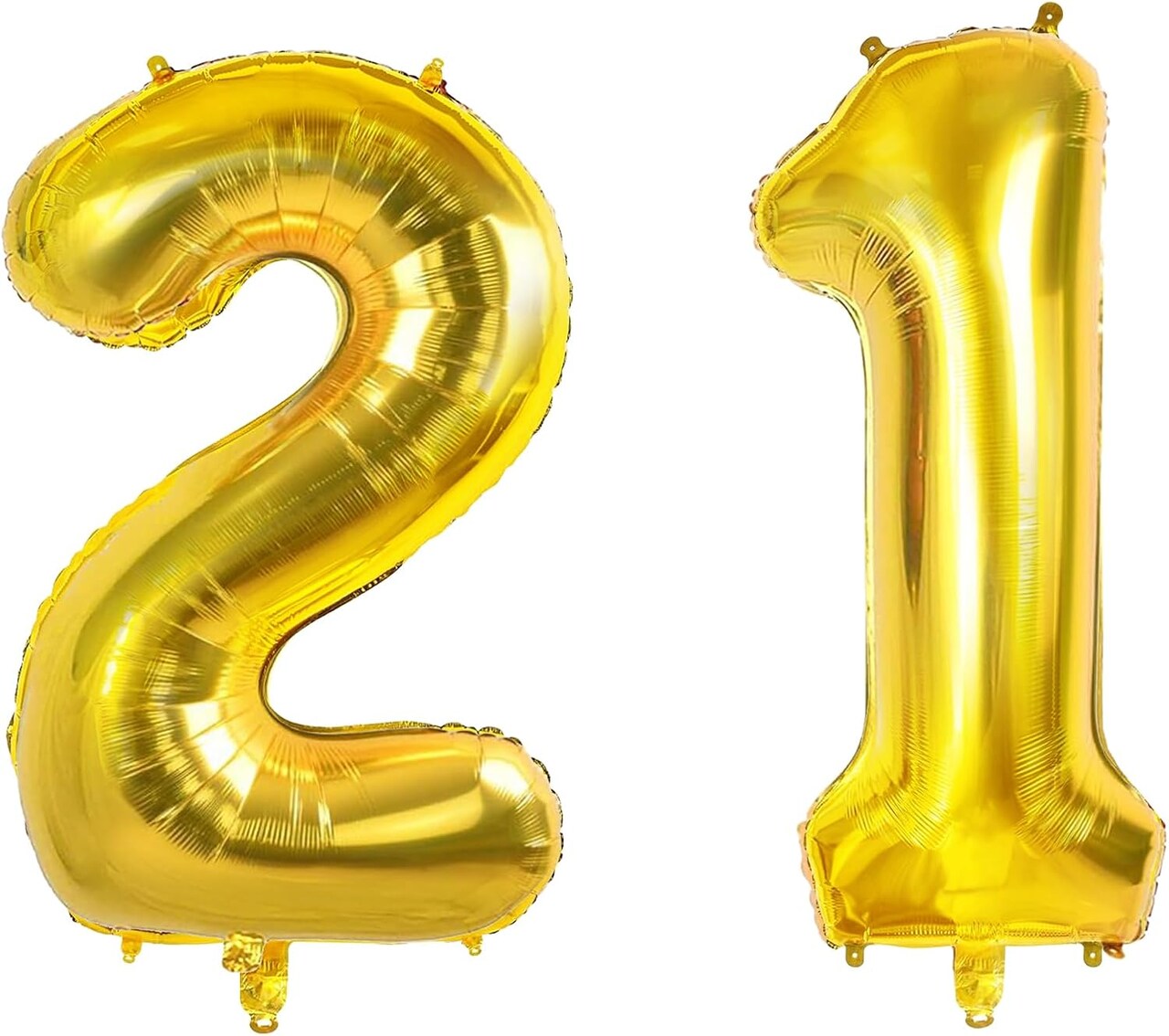 Number 21 Balloons for 21st Birthday Party Decorations, 0-100 Large No.21 for Her Him (Gold)